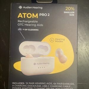 Atom Pro 2 Rechargeable Hearing Aids - White